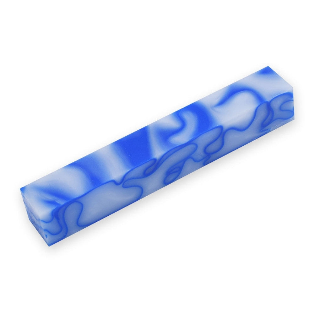 Pen blank - Acryl - 130x20x20 mm - Weiß mit hellblauer Linie - Pfeifenecke
